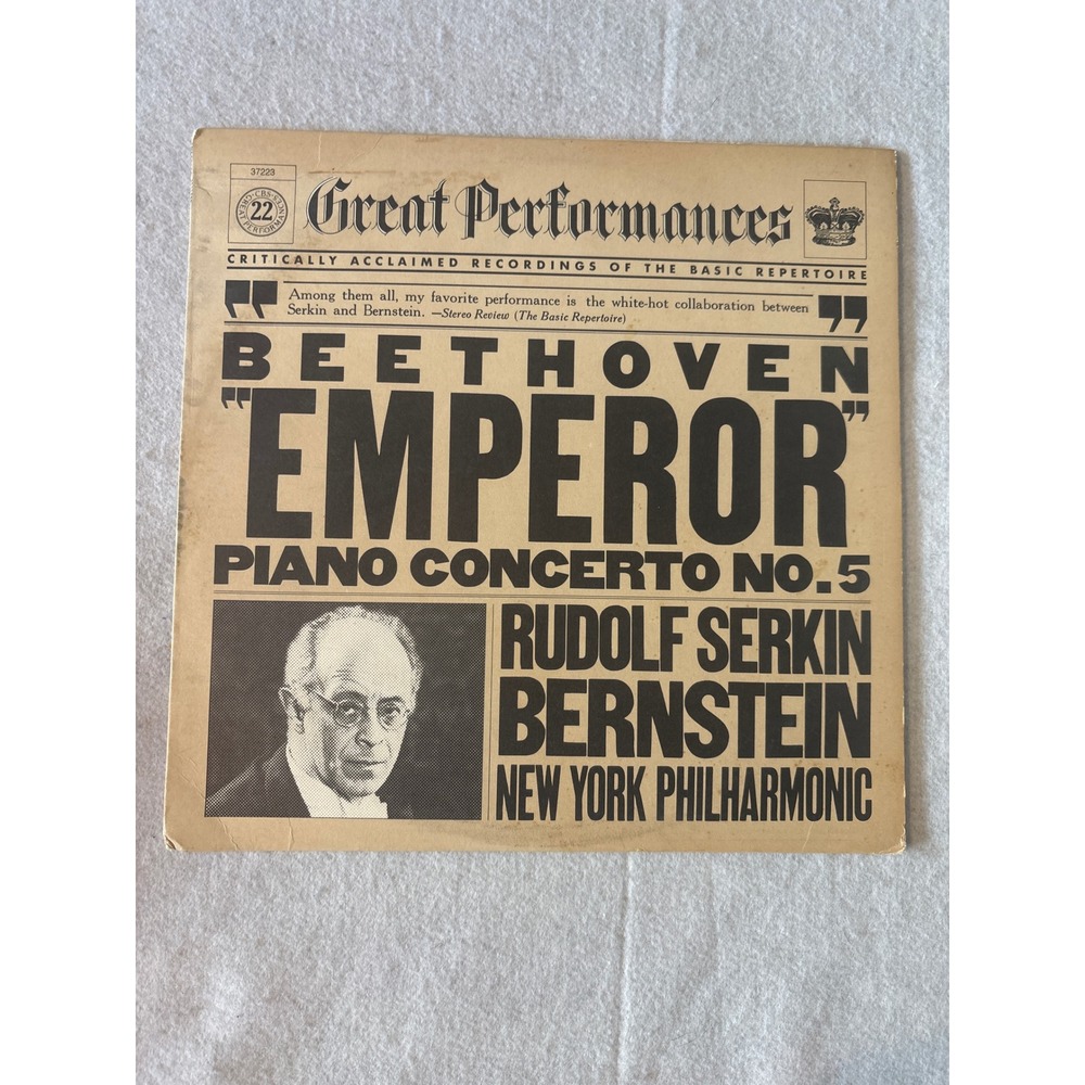 Beethoven Emperor Piano Concerto No. 5 Rudolf Serkin Bernsteinl‎ LP MY 37223 12"
